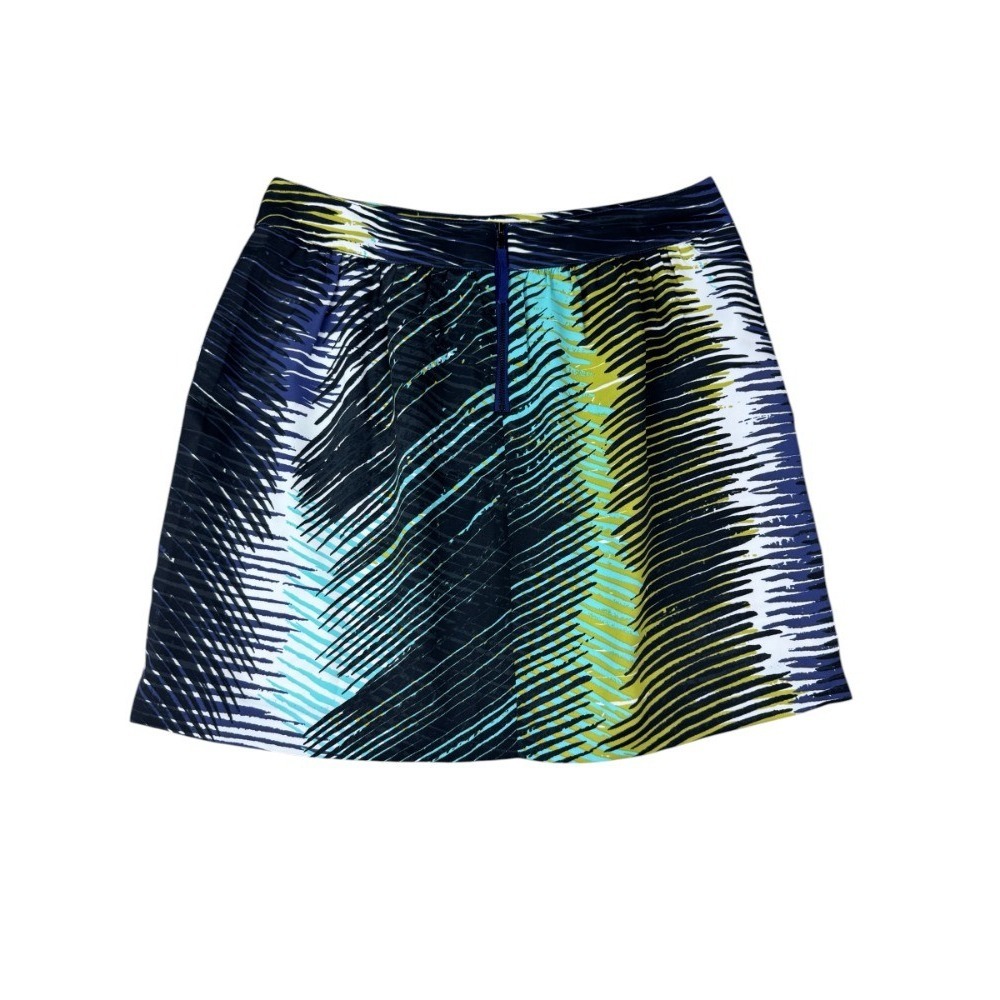 LOFT Petites Skirt Size 6 Black Blue Multi Color Lined Back Zipper Petite
